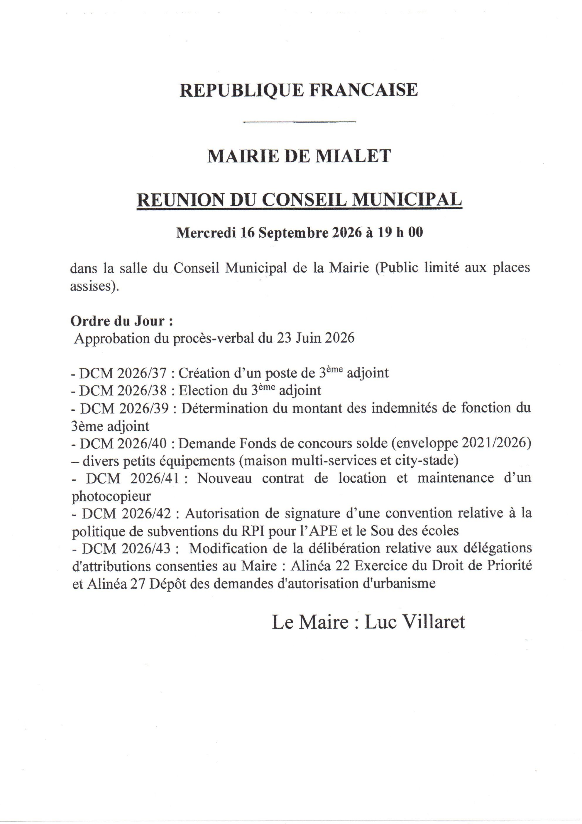 Ordre du jour